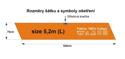 Šátek Dacony DUHA 5,2 m (L)+ pár kroužků ZDARMA